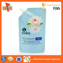 Eco amigável reutilizável stand up plastificado plástico bico saco para sabonete líquido 400ml